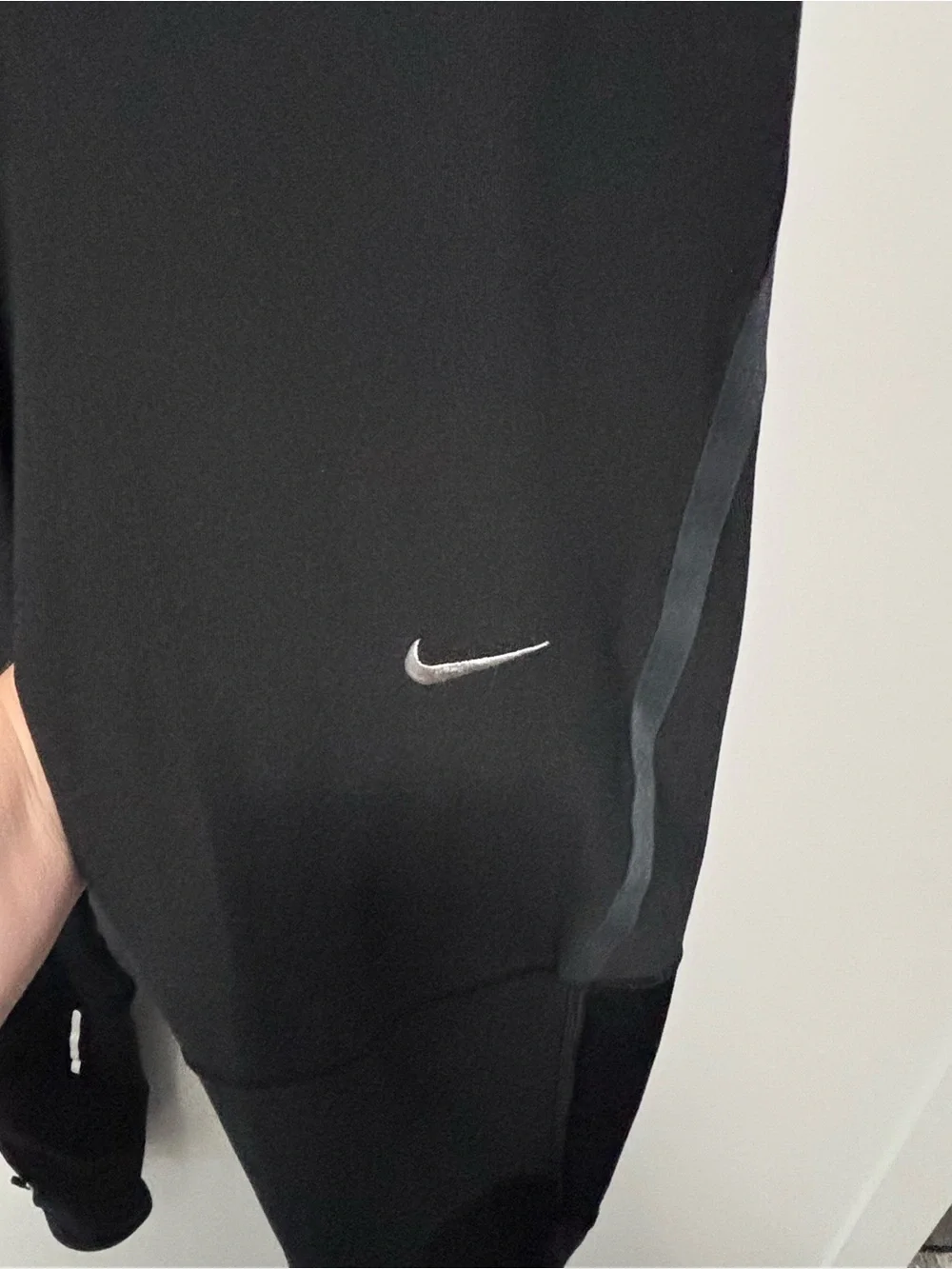 Nike Women Large Running Dri Fit Black Reflective Athletic Tights Tie Waist EUC